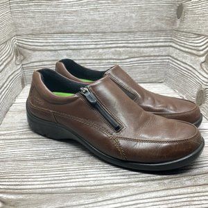 Ecco light brown leather slip on walking shoe